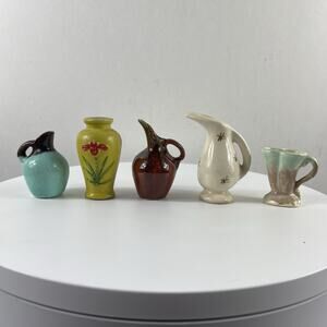 Miniature Ceramic Vases And Pitcher Lot Pottery Mix